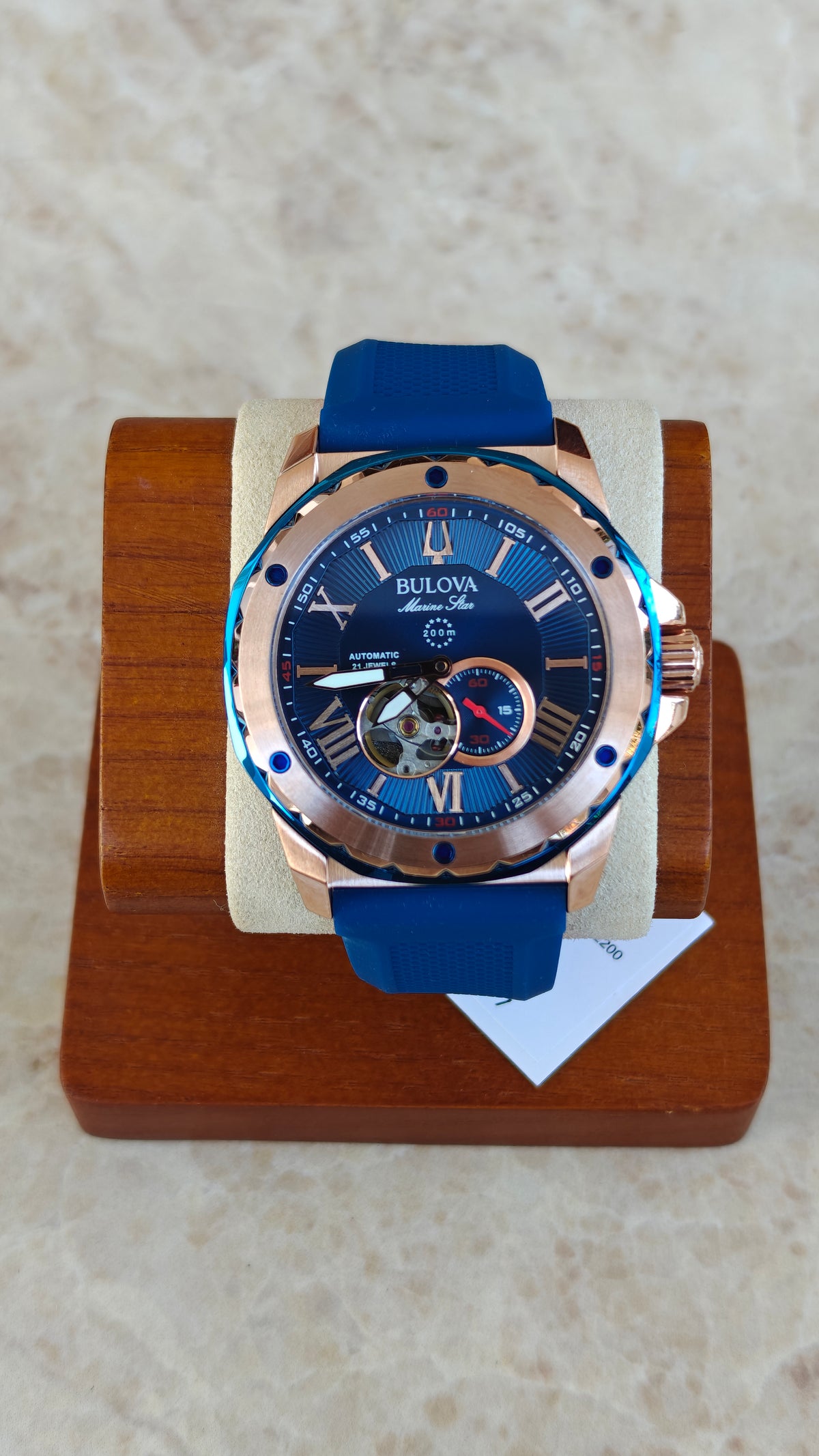 Bulova Marine Star 98A227 – Automático Blue & Rose Gold