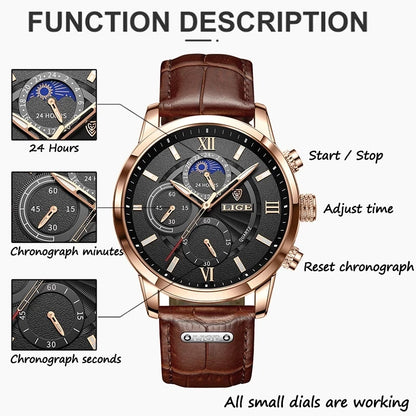 Reloj LIGE de Cuero para Hombres