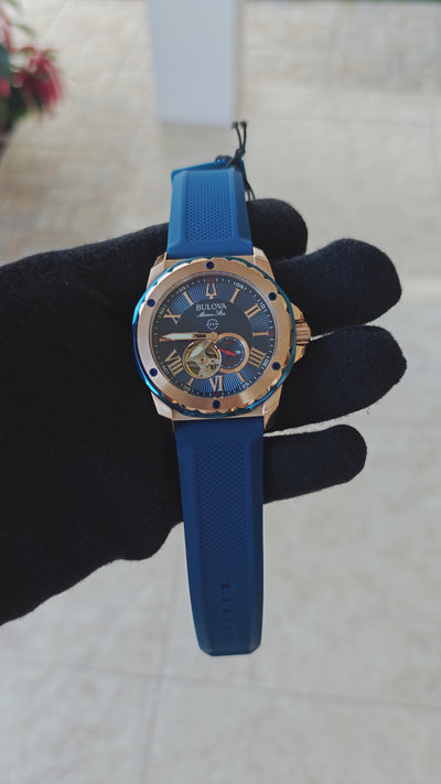 Bulova Marine Star 98A227 – Automático Blue & Rose Gold