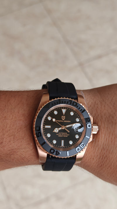 Pagani Design PD‑1651 – Homenaje al Rolex Yacht-Master Oro Rosa correa de caucho
