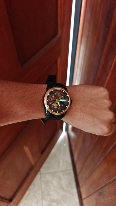 Welly Merck WM080 Skeleton Automático – Negro / Rose Gold