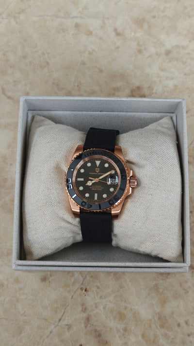 Pagani Design PD‑1651 – Homenaje al Rolex Yacht-Master Oro Rosa correa de caucho