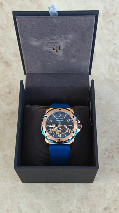 Bulova Marine Star 98A227 – Automático Blue & Rose Gold
